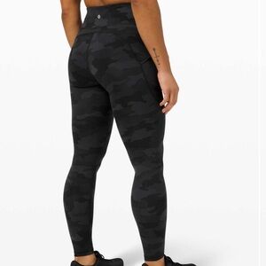 Lululemon Invigorate camo deep coal multi high rise tights leggings 31”